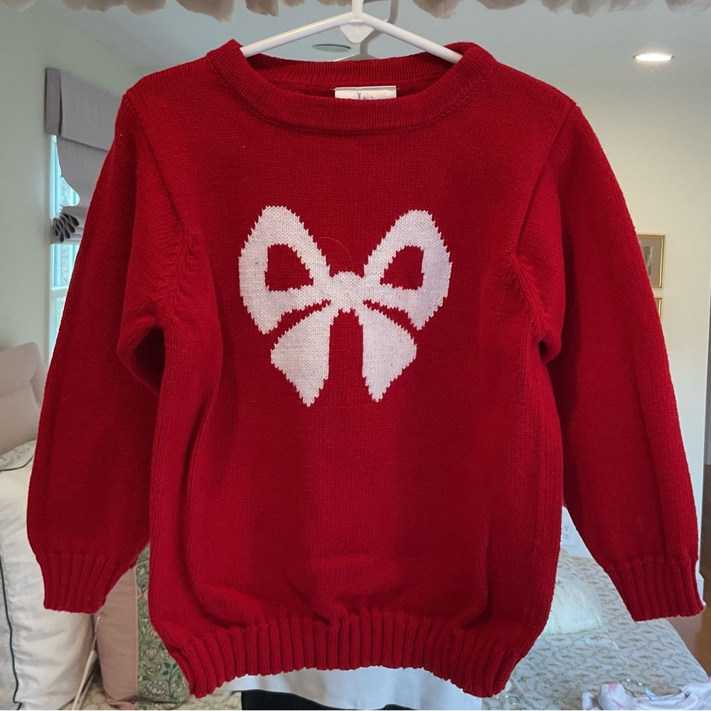 Little English Red Knit Sweater with White Bow